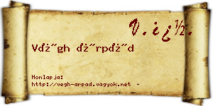 Végh Árpád névjegykártya