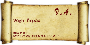 Végh Árpád névjegykártya